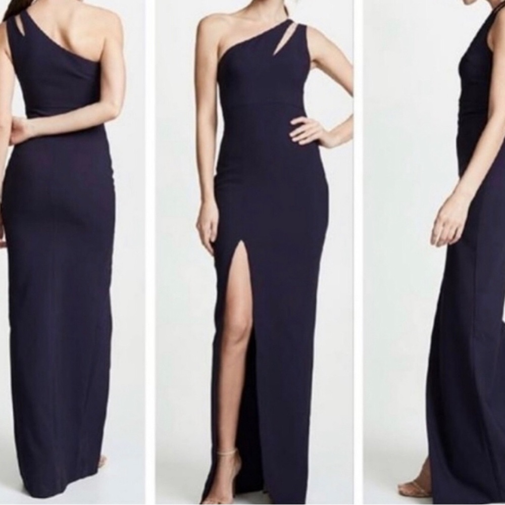 Likely One-Shoulder Asymmetrical Slit Maxi Dress